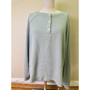 Victoria’s Secret Women’s Waffle Knit Long Sleeve Henley Shirt Mint Green Size S